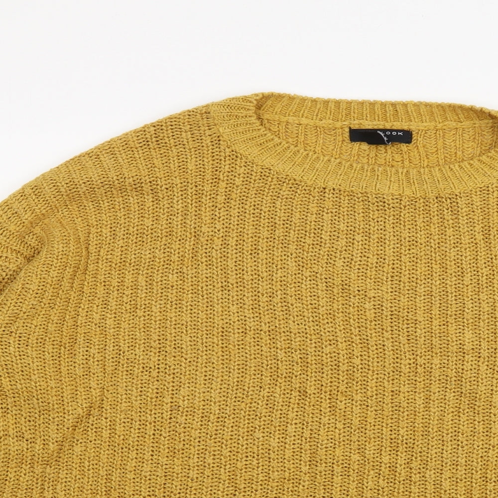 New Look Womens Yellow Round Neck Acrylic Pullover Jumper Size M