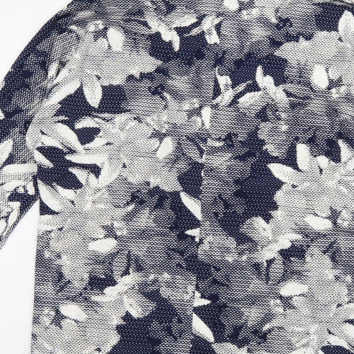Riu Womens Blue Floral Polyester Basic Blouse Size S V-Neck