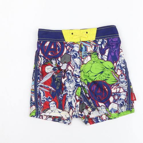 Disney Boys Multicoloured Geometric Polyester Dungaree Shorts Shorts Size 3 Years Regular - Swimming shorts , Marvel