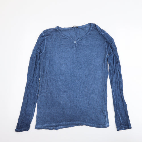 Plexus Womens Blue Viscose Basic Blouse Size L Round Neck