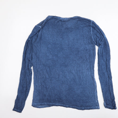 Plexus Womens Blue Viscose Basic Blouse Size L Round Neck
