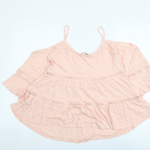 George Womens Pink Viscose Basic Blouse Size 10 Round Neck