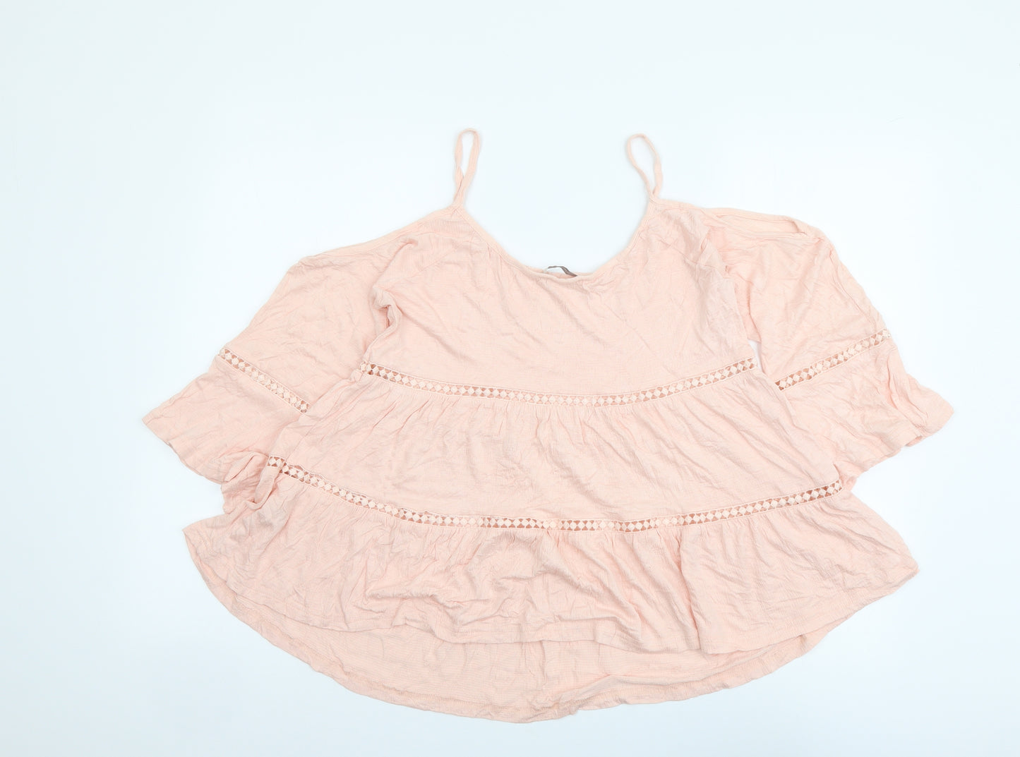 George Womens Pink Viscose Basic Blouse Size 10 Round Neck