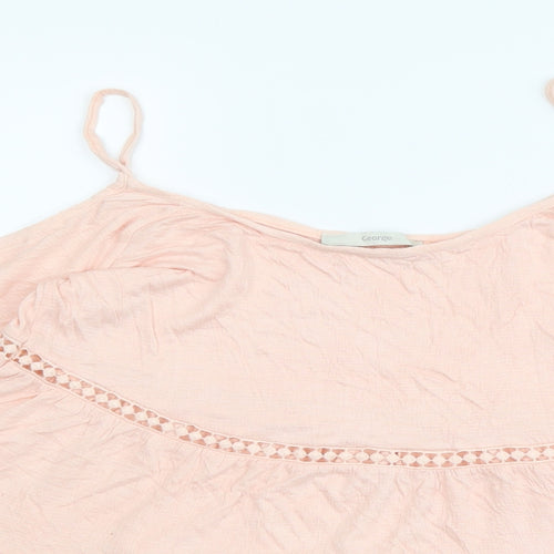 George Womens Pink Viscose Basic Blouse Size 10 Round Neck