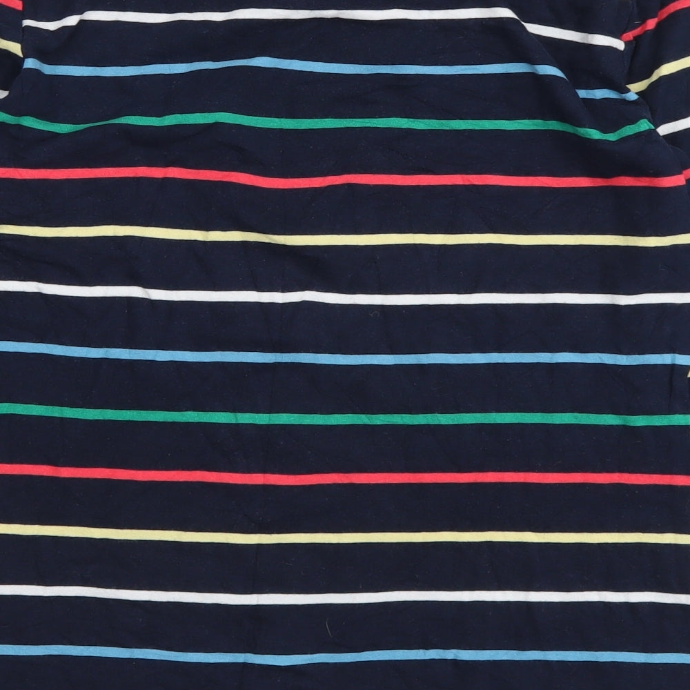 Marks and Spencer Womens Multicoloured Striped Cotton Basic T-Shirt Size 12 Boat Neck