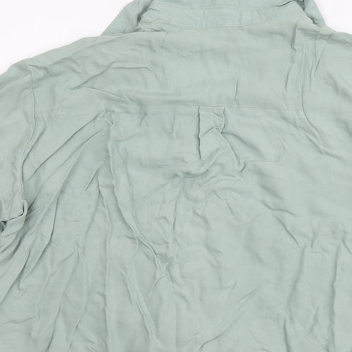 H&M Womens Green Viscose Basic Button-Up Size XL Collared