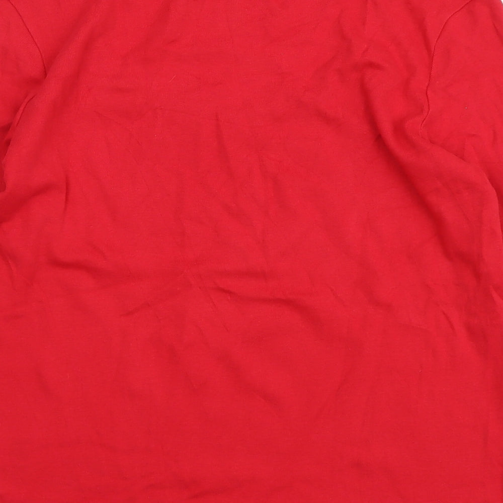 Marks and Spencer Womens Red Cotton Basic Blouse Size 12 Scoop Neck