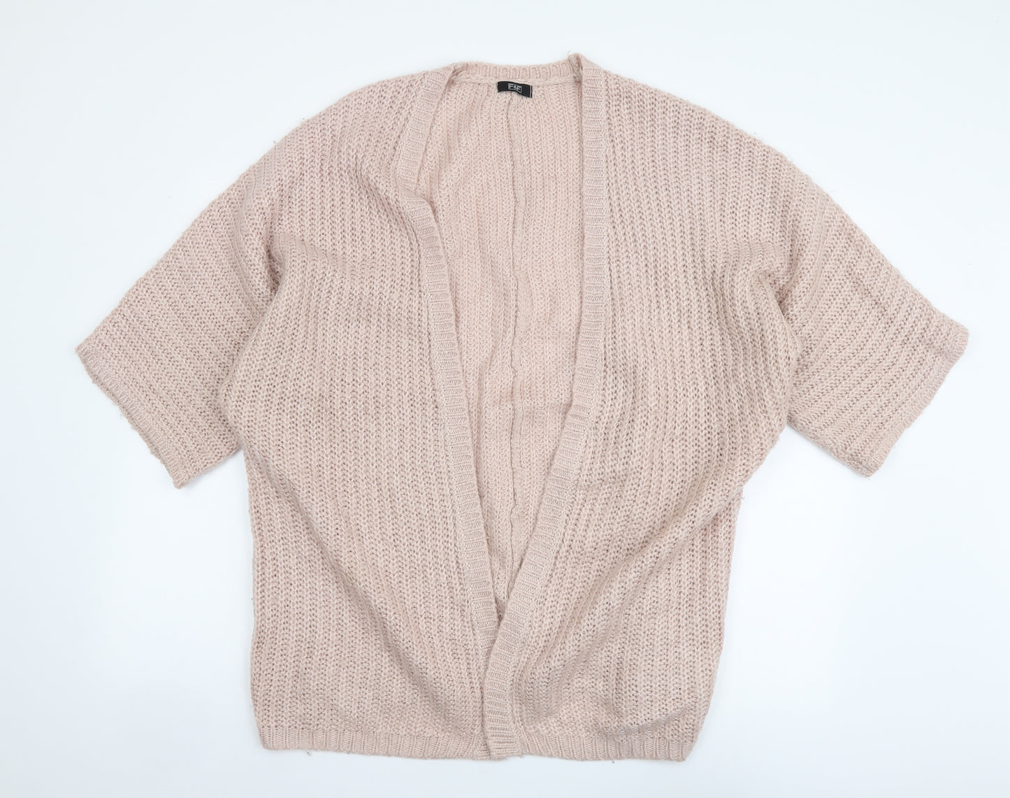 F&F Womens Pink V-Neck Acrylic Cardigan Jumper Size 12