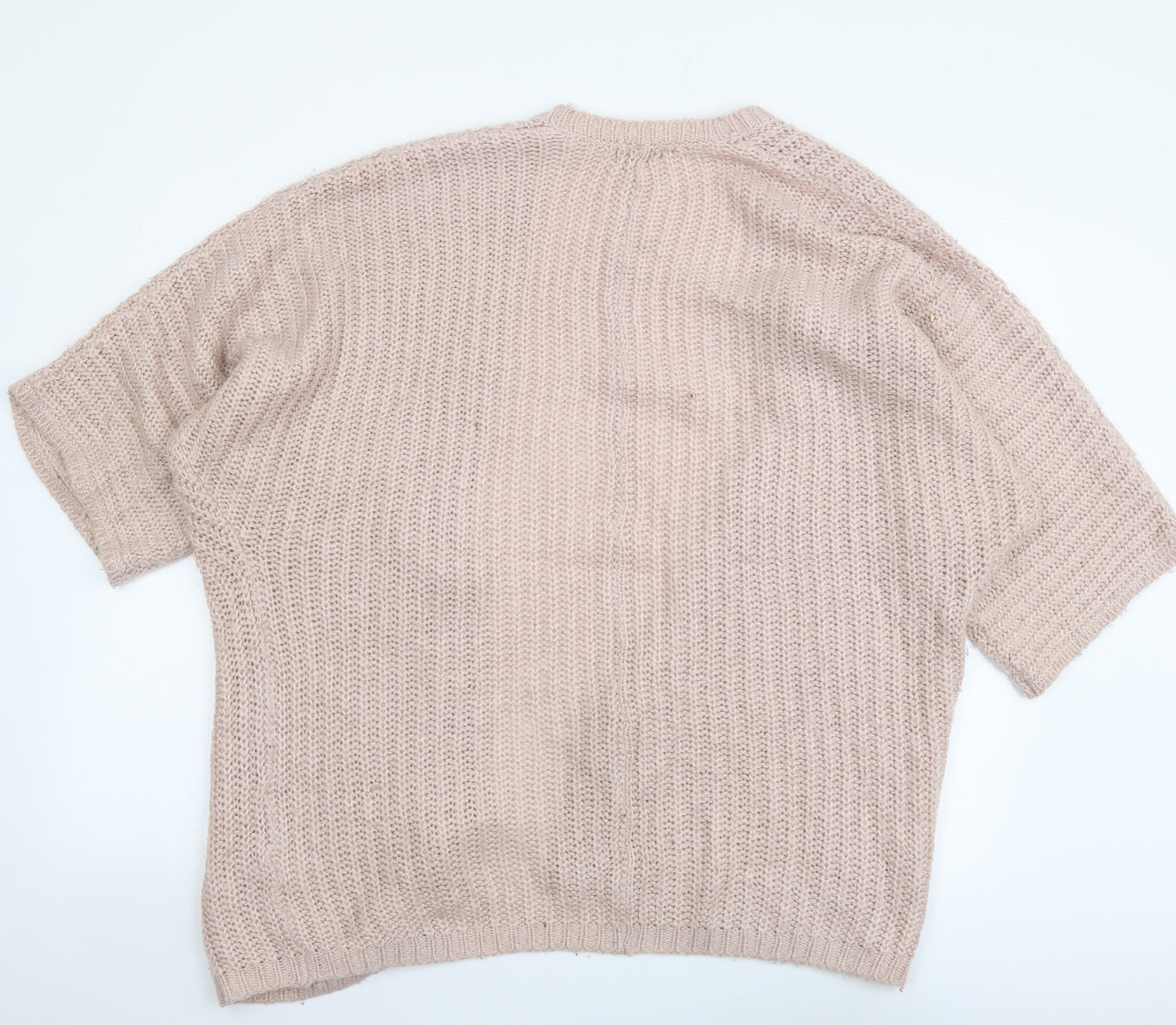 F&F Womens Pink V-Neck Acrylic Cardigan Jumper Size 12