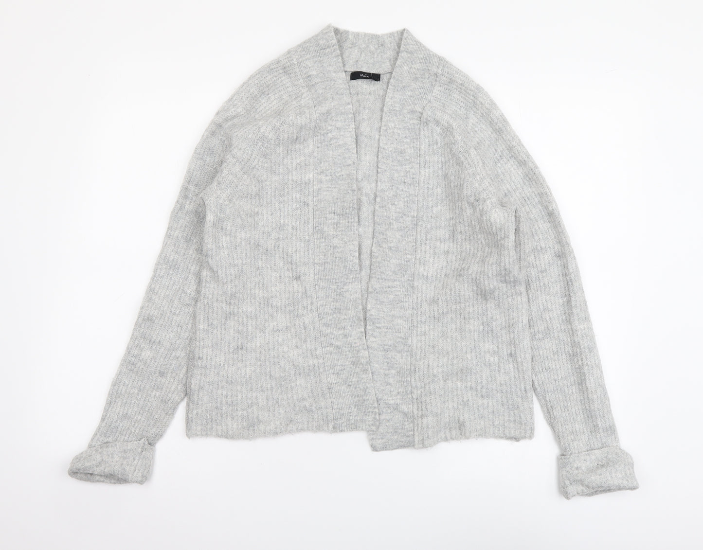 M&Co Womens Grey V-Neck Acrylic Cardigan Jumper Size 10