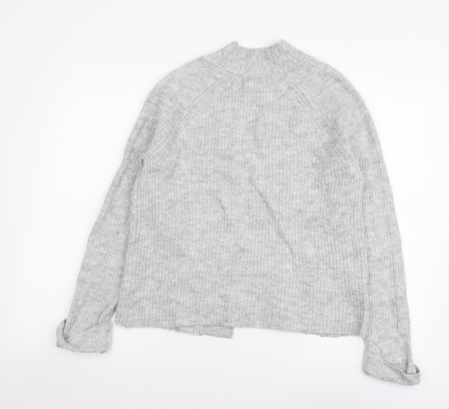 M&Co Womens Grey V-Neck Acrylic Cardigan Jumper Size 10