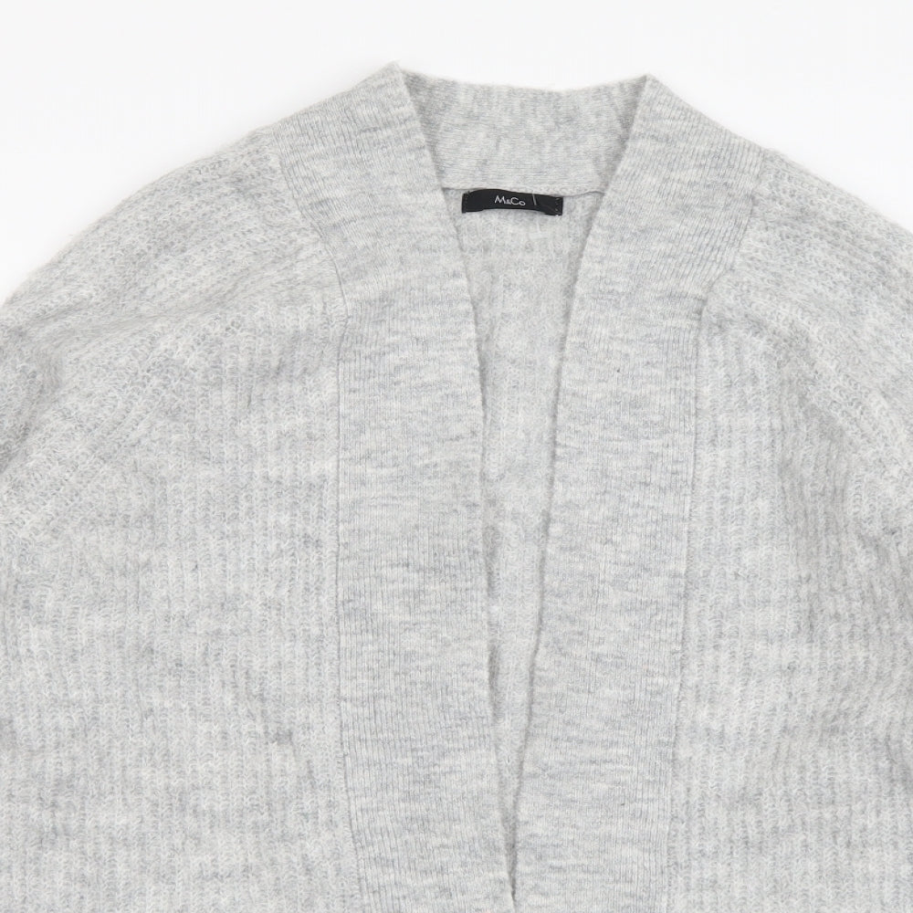 M&Co Womens Grey V-Neck Acrylic Cardigan Jumper Size 10