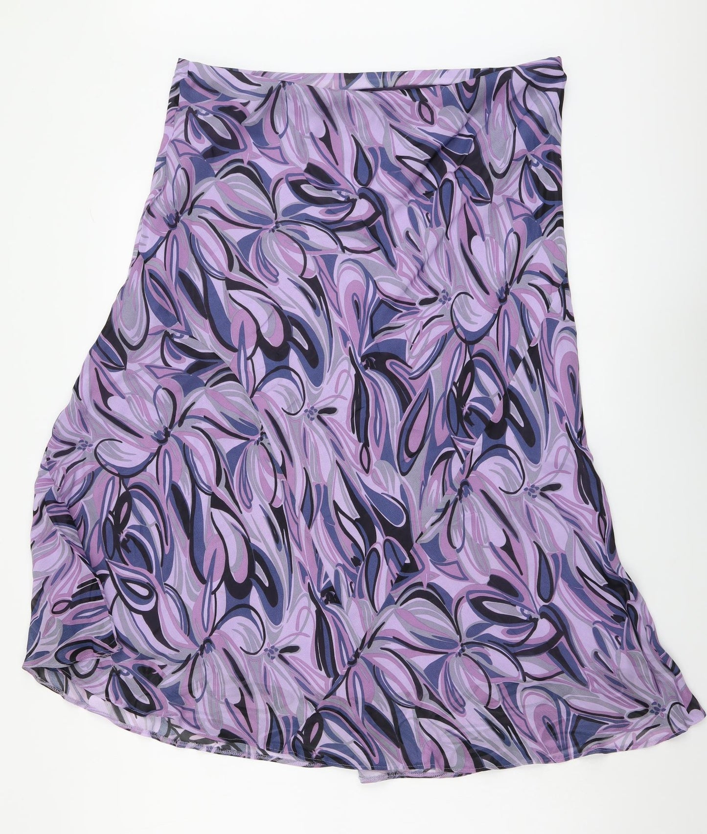 Marks and Spencer Womens Purple Geometric Polyester A-Line Skirt Size 18