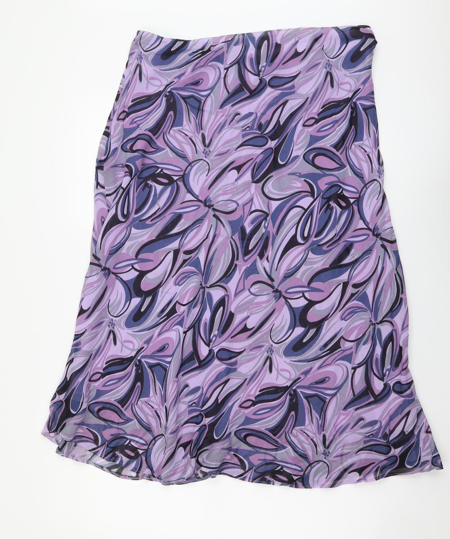 Marks and Spencer Womens Purple Geometric Polyester A-Line Skirt Size 18