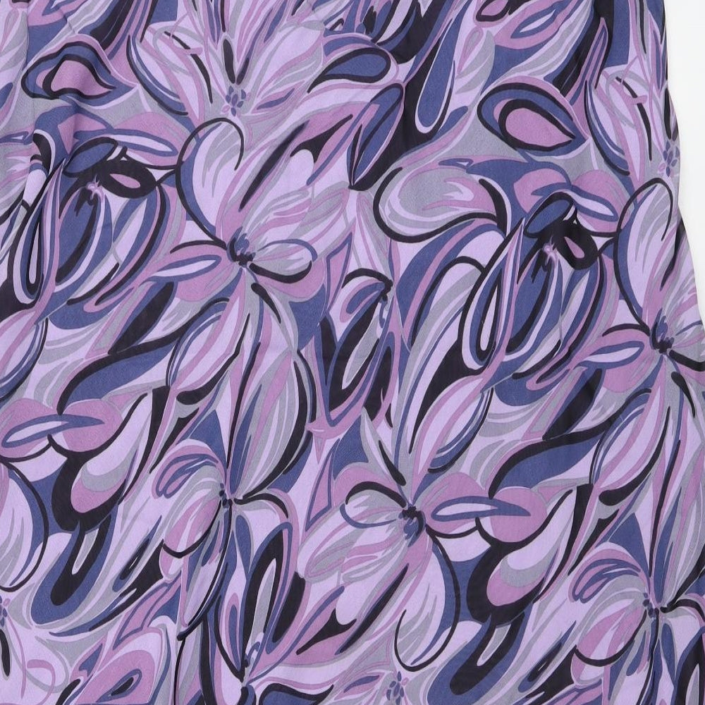 Marks and Spencer Womens Purple Geometric Polyester A-Line Skirt Size 18