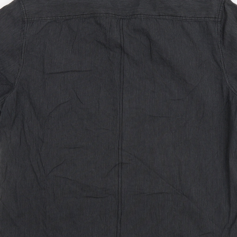 F&F Mens Grey Cotton Button-Up Size L Collared Button