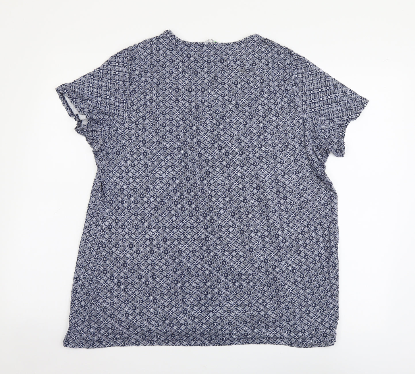 Marks and Spencer Womens Blue Floral Viscose Basic T-Shirt Size 20 Round Neck