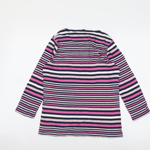 Isle Womens Multicoloured Striped Cotton Basic T-Shirt Size S Round Neck