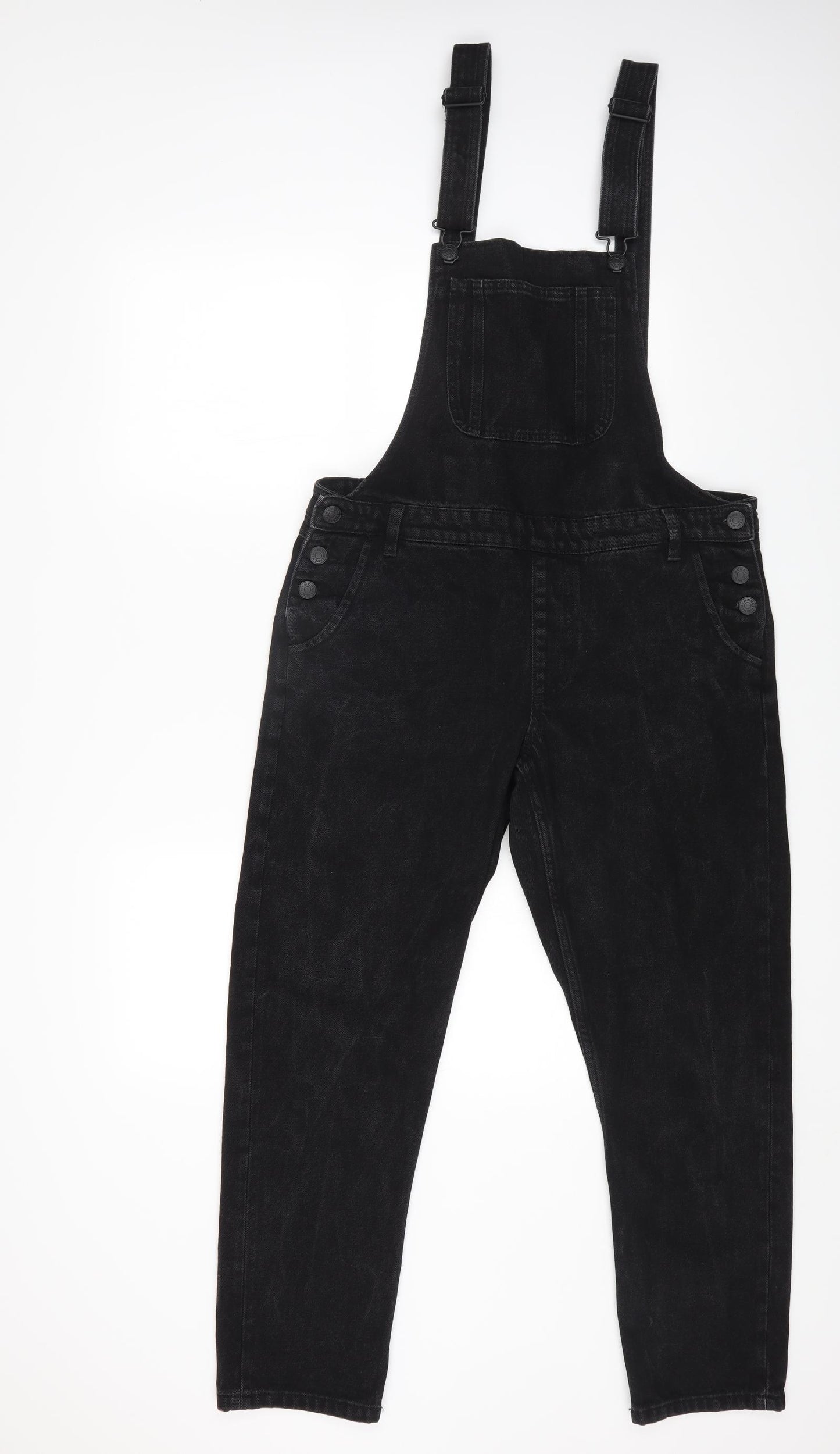 Monkl Womens Black Cotton Dungaree One-Piece Size M L28 in Button
