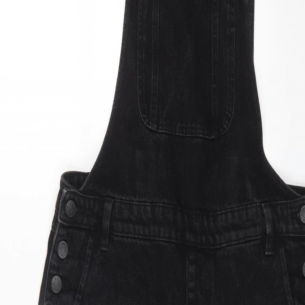 Monkl Womens Black Cotton Dungaree One-Piece Size M L28 in Button
