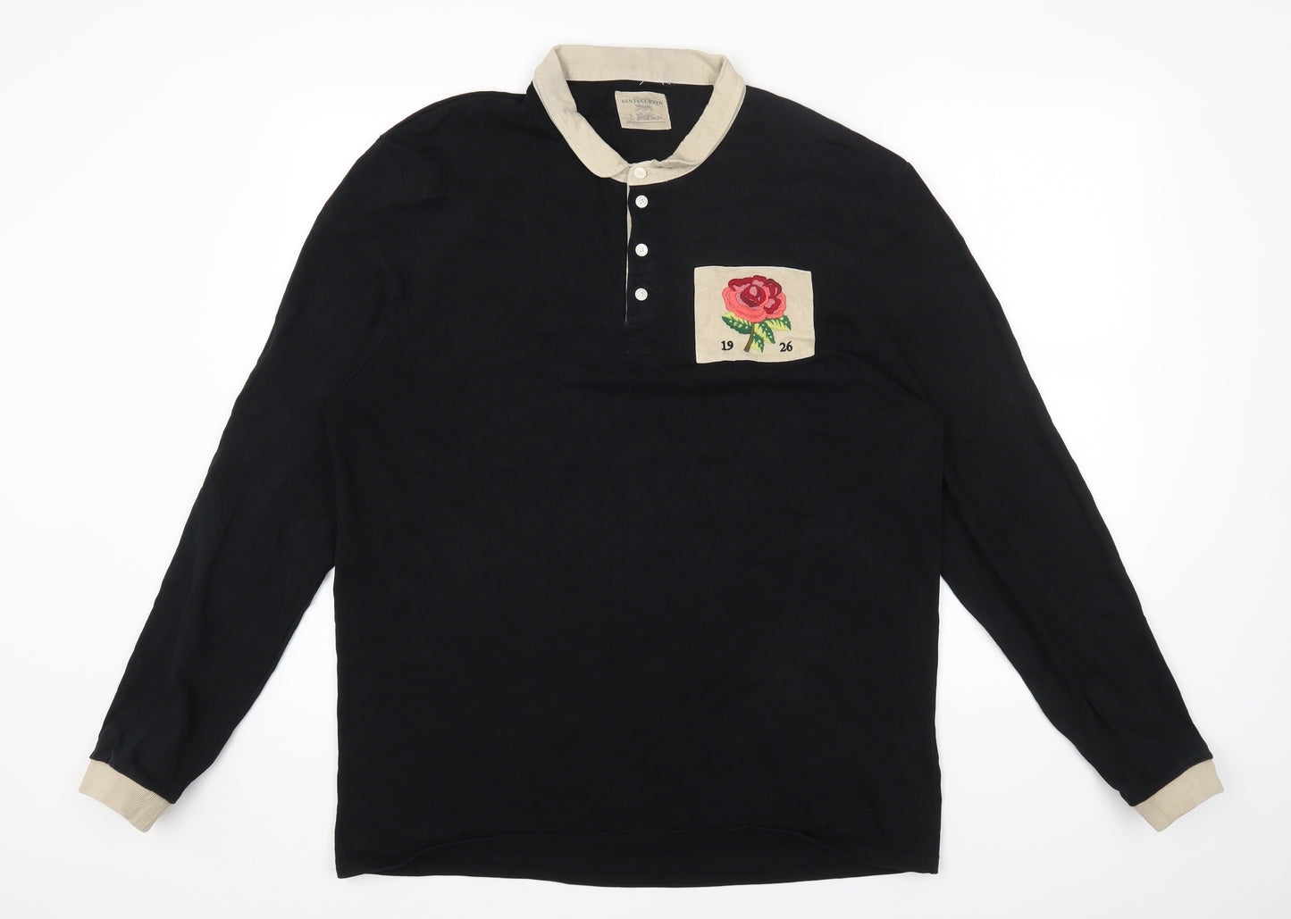 Kent & Curwen Mens Black Cotton T-Shirt Size XL Collared - David Beckham