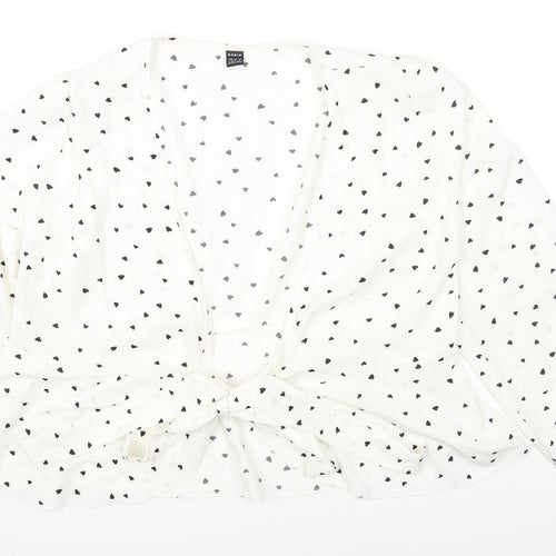 SheIn Womens Multicoloured Geometric Polyester Basic Blouse Size L Round Neck - Heart Pattern