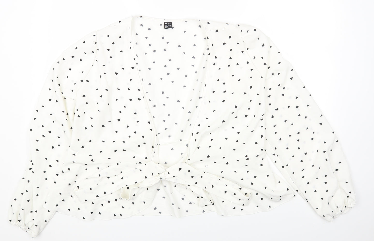 SheIn Womens Multicoloured Geometric Polyester Basic Blouse Size L Round Neck - Heart Pattern
