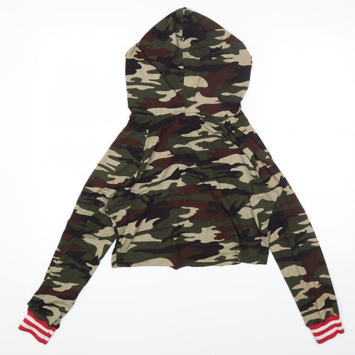 Hot Kiss Womens Green Round Neck Camouflage Polyester Pullover Jumper Size L