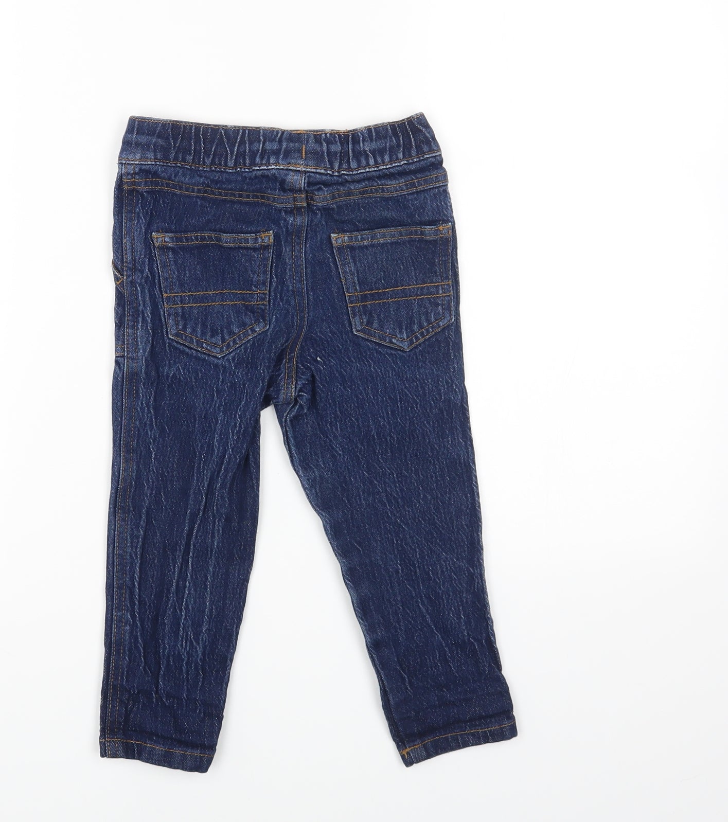 Denim & Co. Boys Blue Cotton Straight Jeans Size 2-3 Years Regular Drawstring