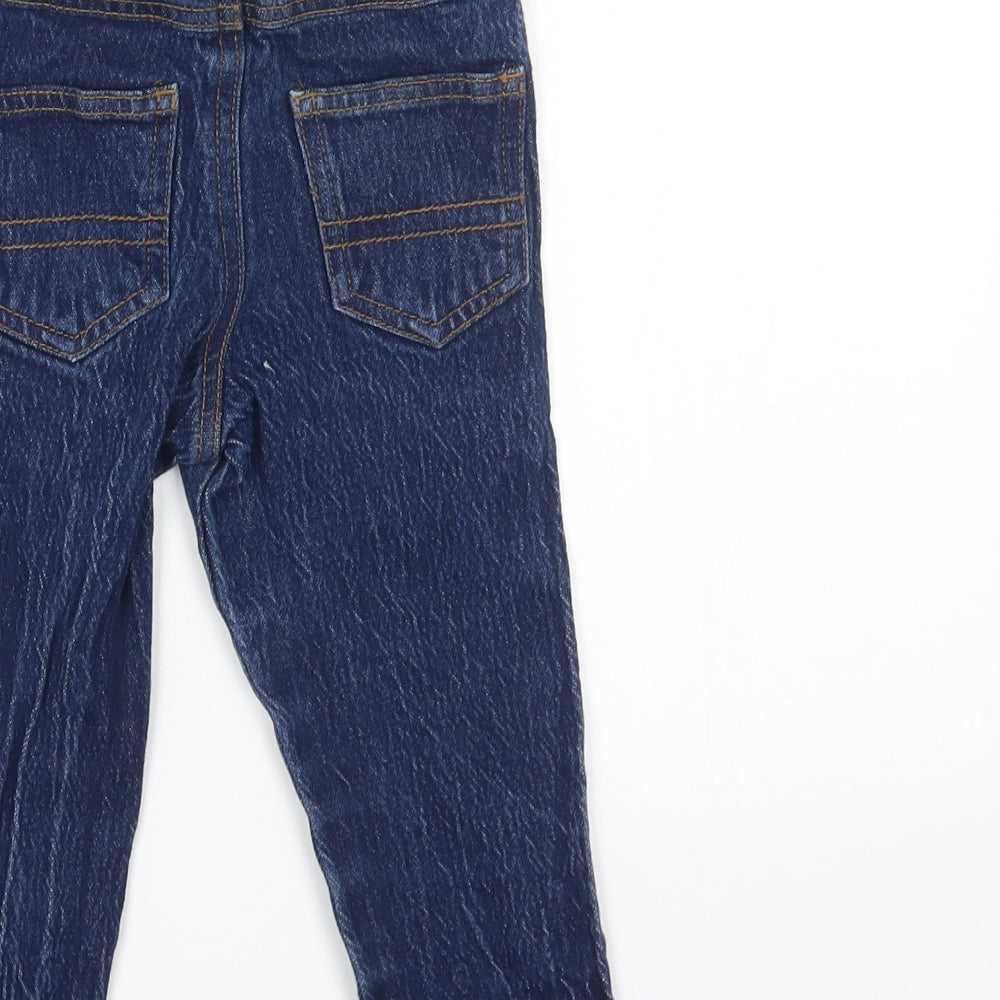 Denim & Co. Boys Blue Cotton Straight Jeans Size 2-3 Years Regular Drawstring