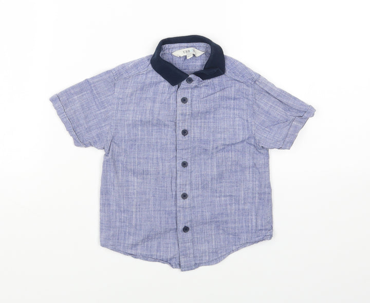 Urban Rascals Blue Cotton Basic Button-Up Size 12 Months Collared Button - 12-24 months