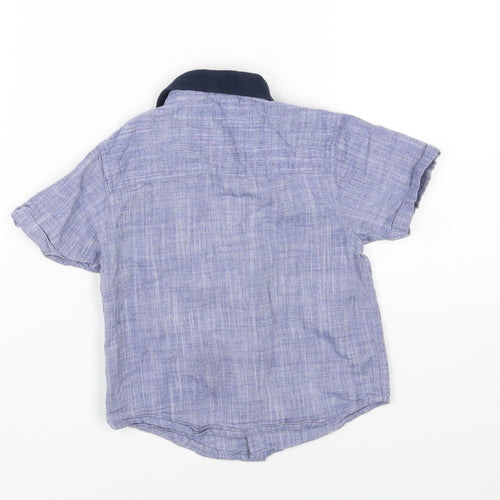 Urban Rascals Blue Cotton Basic Button-Up Size 12 Months Collared Button - 12-24 months