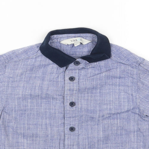 Urban Rascals Blue Cotton Basic Button-Up Size 12 Months Collared Button - 12-24 months