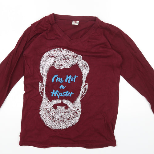 New Jon Womens Red Cotton Basic T-Shirt Size XL Round Neck - I'm Not a Hipster