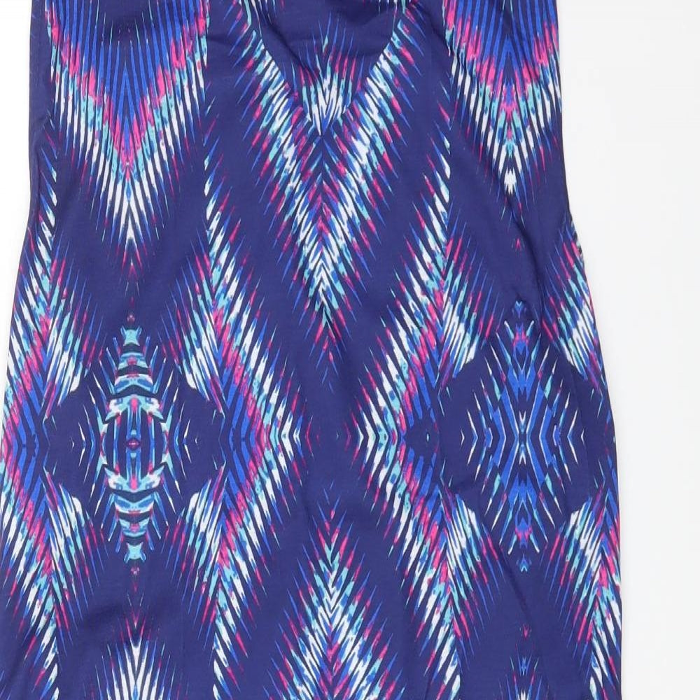 Kaleidoscope Womens Multicoloured Geometric Polyester A-Line Size 14 Square Neck Drawstring