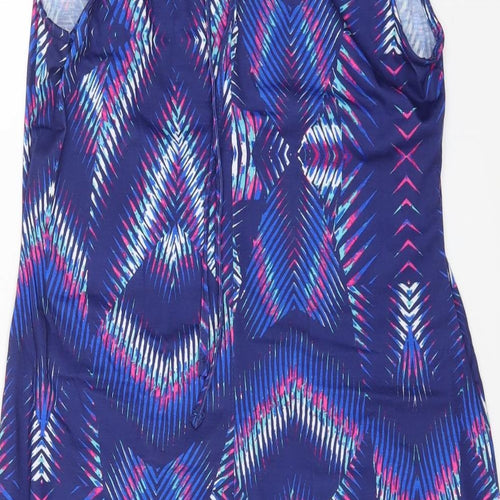 Kaleidoscope Womens Multicoloured Geometric Polyester A-Line Size 14 Square Neck Drawstring