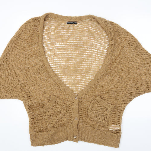 Primark Womens Beige Scoop Neck Acrylic Cardigan Jumper Size 14