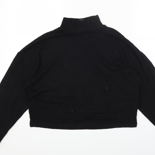 Primark Womens Black Polyester Cropped T-Shirt Size S High Neck - 10-12