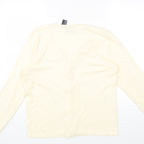 Crazy Horse Womens Ivory Round Neck Cotton Cardigan Jumper Size L