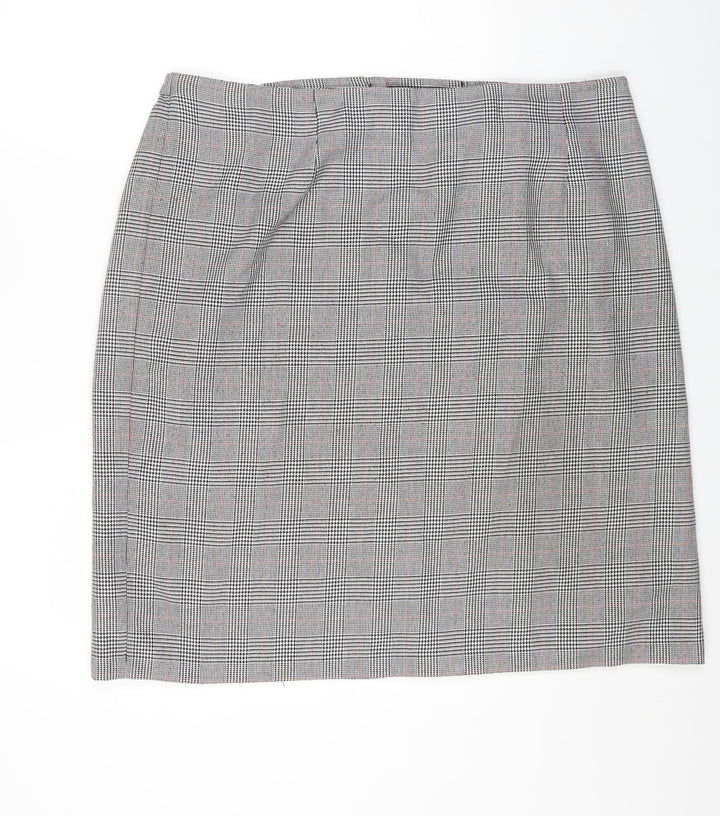essence Womens Multicoloured Check Polyester A-Line Skirt Size 26 Zip