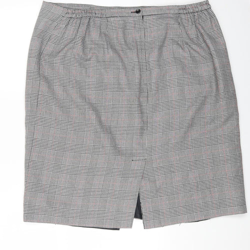 essence Womens Multicoloured Check Polyester A-Line Skirt Size 26 Zip
