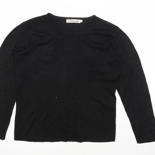 Cashmasoft Womens Black Round Neck Acrylic Pullover Jumper Size S
