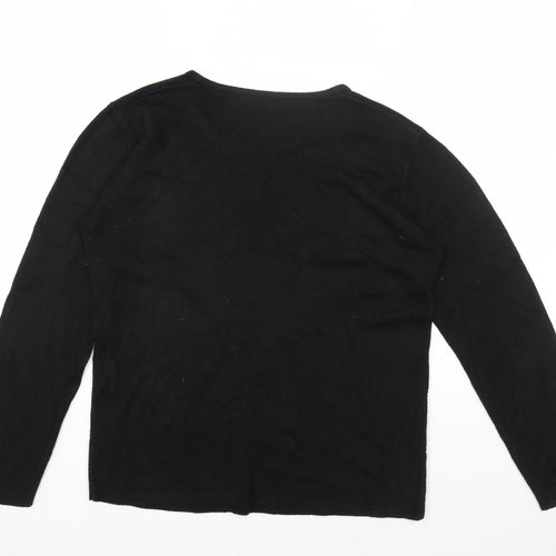 Cashmasoft Womens Black Round Neck Acrylic Pullover Jumper Size S