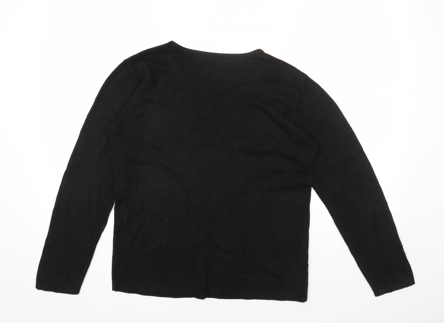 Cashmasoft Womens Black Round Neck Acrylic Pullover Jumper Size S