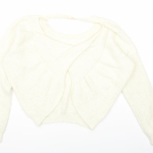 love other things Womens White Round Neck Polyester Pullover Jumper Size S
