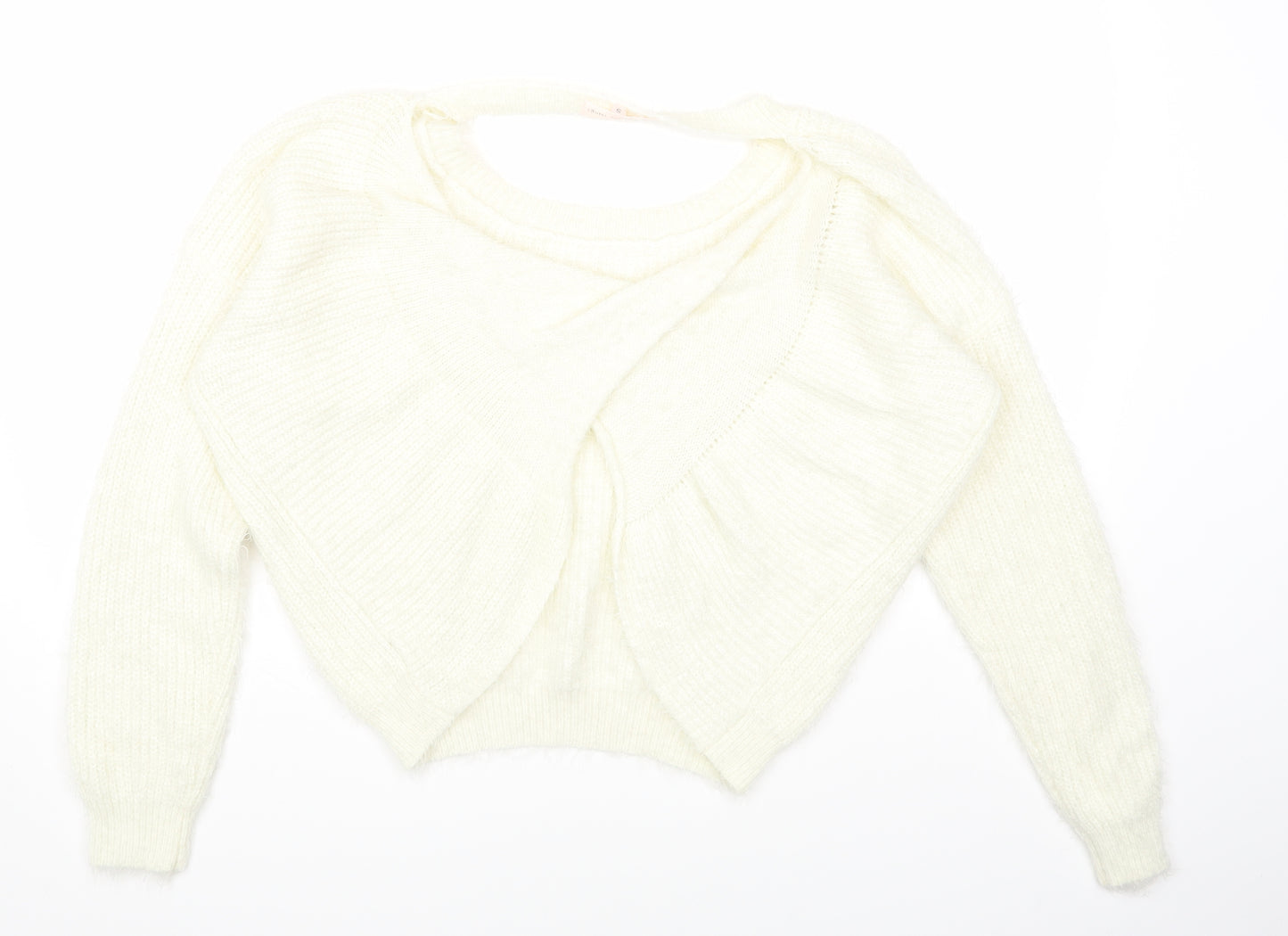 love other things Womens White Round Neck Polyester Pullover Jumper Size S