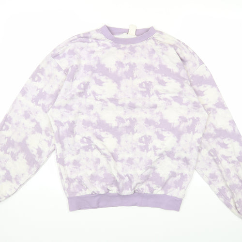 H&M Girls Multicoloured Round Neck Geometric Cotton Pullover Jumper Size 14 Years Pullover