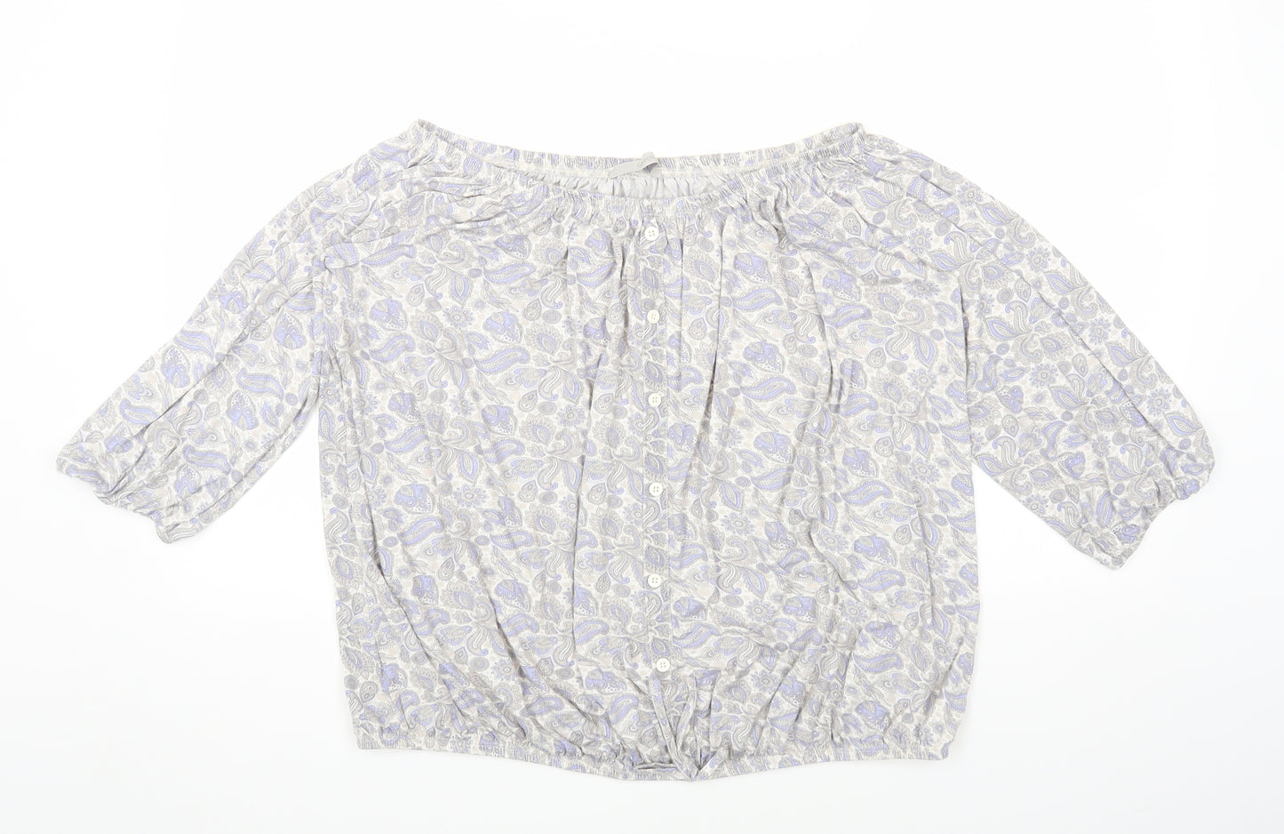 Geroge Womens Multicoloured Paisley Viscose Basic T-Shirt Size 18 Off the Shoulder