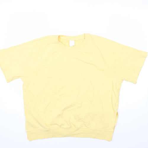 H&M Womens Yellow Round Neck Cotton Pullover Jumper Size M