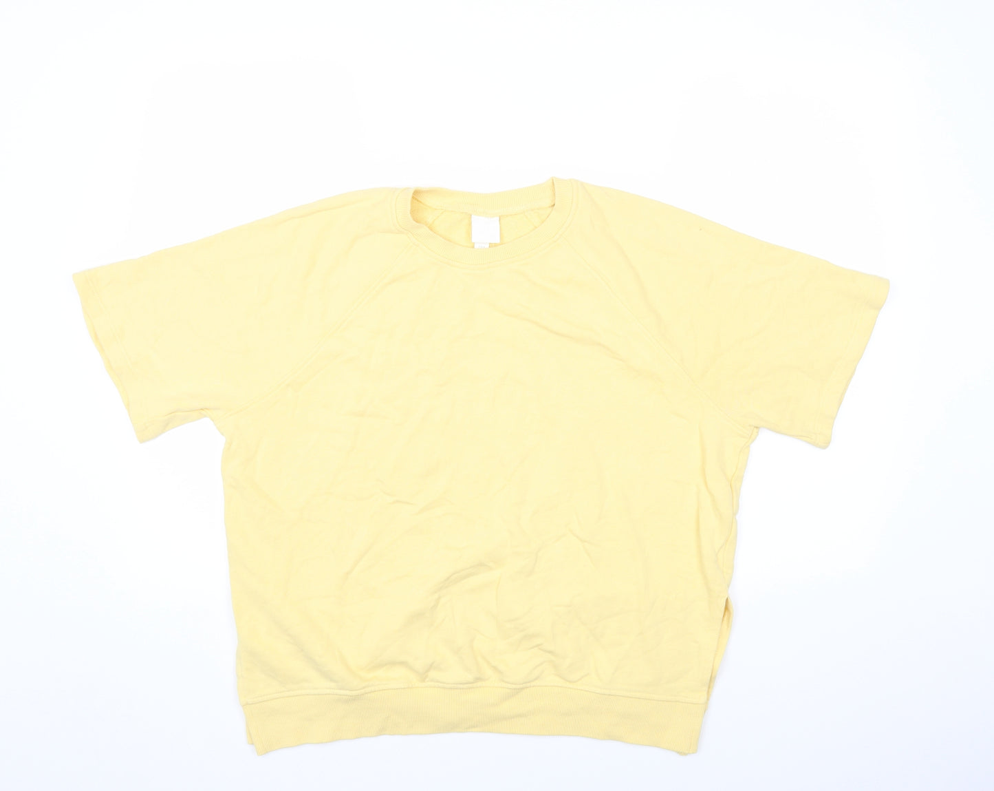 H&M Womens Yellow Round Neck Cotton Pullover Jumper Size M